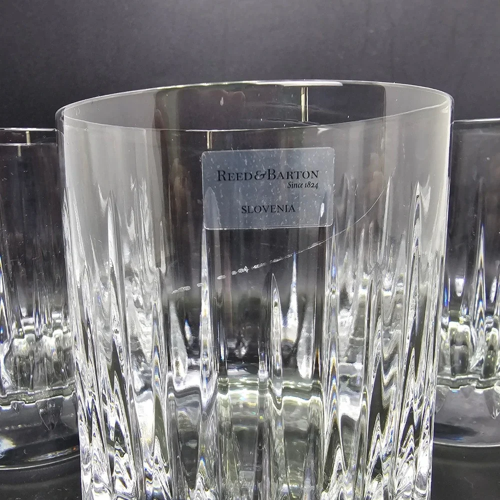Reed & Barton Soho Crystal Double Old Fashioned Glasses Set of 3 Slovenia 4in